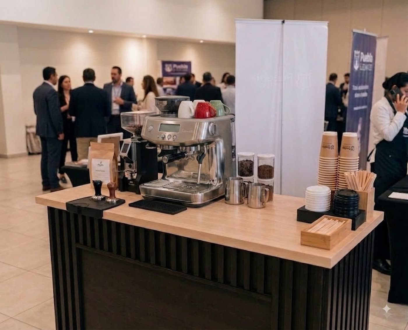 Carrito de café de La Fragata dando servicio en un evento corporativo